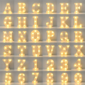 Gold/white 16cm LED letter and number illuminated letter light, used as a decorative light for weddings, birthday parties.