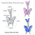 1.5mm Pin Blingbling Sequins Butterfly Belly Piercing Bar Surgical Steel Navel Ring Belly Button Rings for Women Earring Jewelry. 