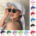Fashion Women Durag Brim Cap Sun Visor with Pre-Tied Turban Caps Outdoor Windproof Bandana Print Headscarf Beach Outdoor.