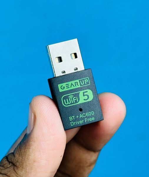 GearUp 600Mbps Dual Band WiFi + Bluetooth Adapter For PC/Laptop- ( WiFi Hotspot Supported, 2.4GHz + 5GHz)