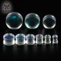 KUBOOZ Fashion Transparent Glass Colorful Ear Piercing Plugs Gauges Expanders Body Jewelry Earring Tunnels Stretchers 2PCS.