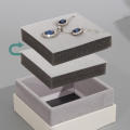 Three Layers Of Appearance White Filled Paper With Black Velvet And Gray Velvet Can Put Ring Earrings Necklace Jewelry Box.