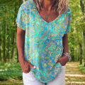 Fashion Women's T-shirt 3d Floral Print Tops Tees V Neck Short Sleeves Female Clothes Summer Large Size T Shirt Womans Clothing. 