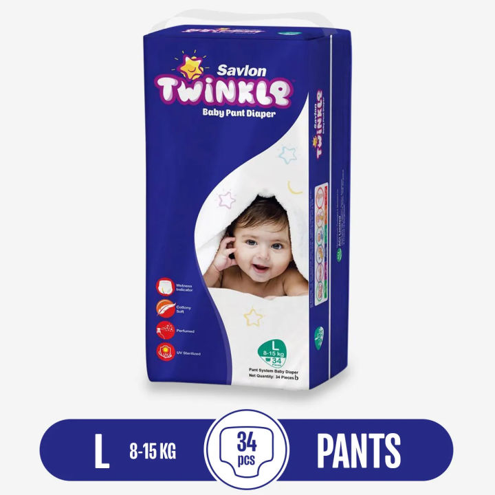 Savlon Twinkle Baby Pant Diaper Large 34 Pieces