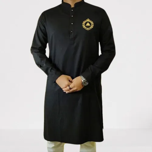 Embrace%20Tradition%20with%20the%20Exclusive%20Long%20Cotton%20Black%20Panjabi%20-%20Classic%7C%20Elegant%20%7C%20Comfortable%20-%20Image%202