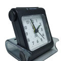Table Folding Alarm Clock with Loud Hammer, Noctilucent Hands, Silent Movement, High Quality Steel Shell, Black. Perfect for Bedroom, Living Room, or Study.