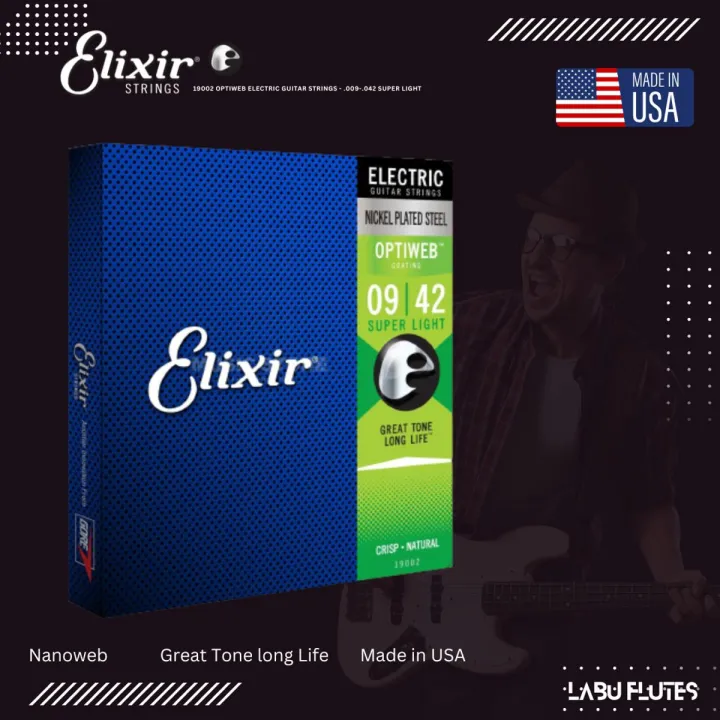 Elixir Strings 19002 Optiweb Electric Guitar Strings - .009-.042 Super Light