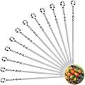38cm Length Barbecue Stick Easy To Use Stainless Steel Flat Skewers Stick Rust-Resistant Metal Kebab Stick for Outdoor.
