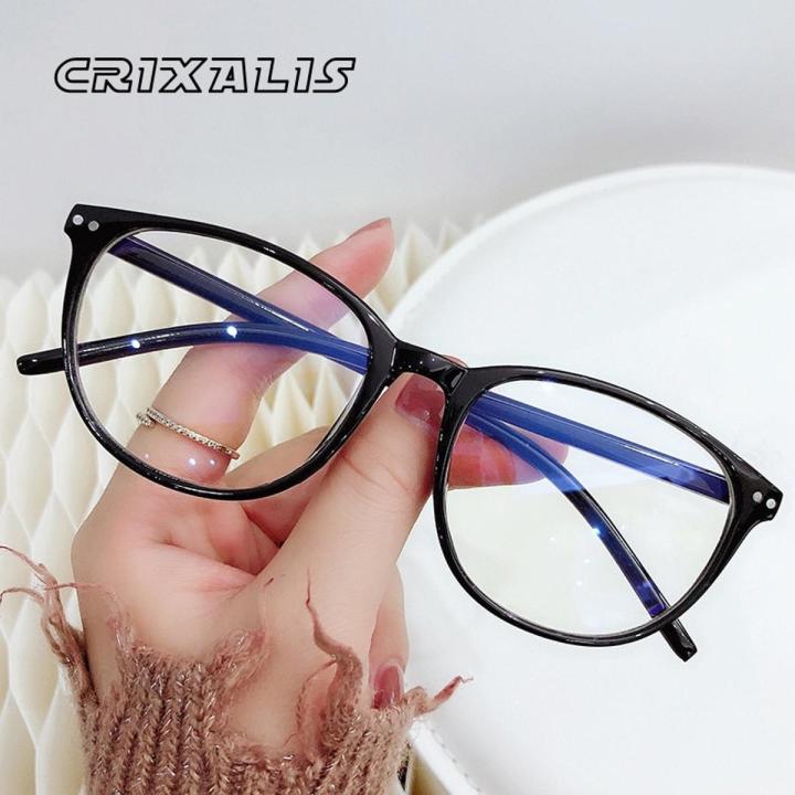 CRIXALIS Vintage Women Myopia Glasses With Diopters Minus -0.5 To -6.00 Oval Blue Light Blocking Computer Eyeglasses Men UV400