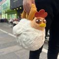 Fur Chicken Plush Bag Ugly Hen Shape Handbag Funny Kawaii Chicken Pendant Keychain Doll Satchel Purse for Women Birthday Gifts. 