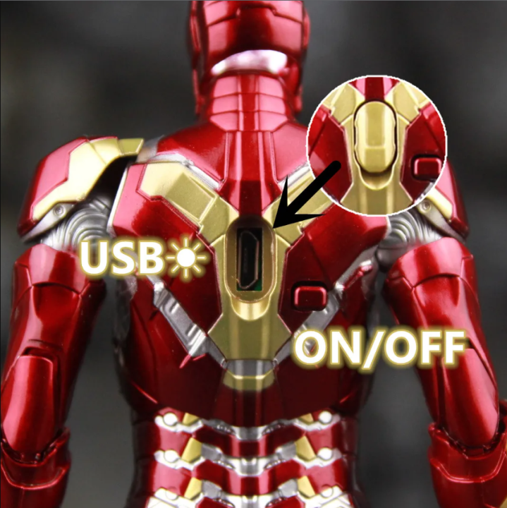 ZD%20Toys%20Iron%20Man%20Mark%2043%20Led%20Version%20Action%20Figure%20Toy%201/10%20Scale%207%20inch%20Collective%20Figure%20Toy%20Gift%20Licensed%20-%20Image%208