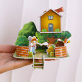 3D Stereo Puzzle Cartoon House Castle Building Model DIY Handmade Early Learning Educational Toys.