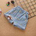 Baby Girls Shorts Jeans Kids Eastic Band Short Pant 2022 Summer 1 To 4 Yrs Children's Cartoon Printed Trousers Casual Clothing.