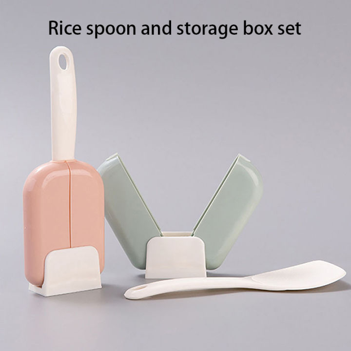 Rice Spoon Storage Box Set Silicone Rice Spoon Kitchen Ladle Non-stick Saucepan Electric Rice Cooker Cooking Scoop With Holes Creek