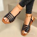 wish foreign trade new summer 2023 flat round toe cross-border casual sandals women's plus size 40-43 Sandals.