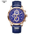 LIGE Luxury Mens Watches Business Fashion Leather Quartz Watch For Men Casual Waterproof Luminous Chronograph Relogio Masculino 8974.