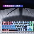 Typewriter Style Mechanical Gaming Keyboard Blue Switches,Rainbow LED Backlit,Removable Wrist Rest,Media Control Knob,Retro Punk Round Keycaps,USB Wired Computer Keyboard. 