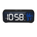 With Voice Control Temperature Humidity Display Snooze Music Table Watch USB Rechargeable Mirror LED Digital Alarm Clock.