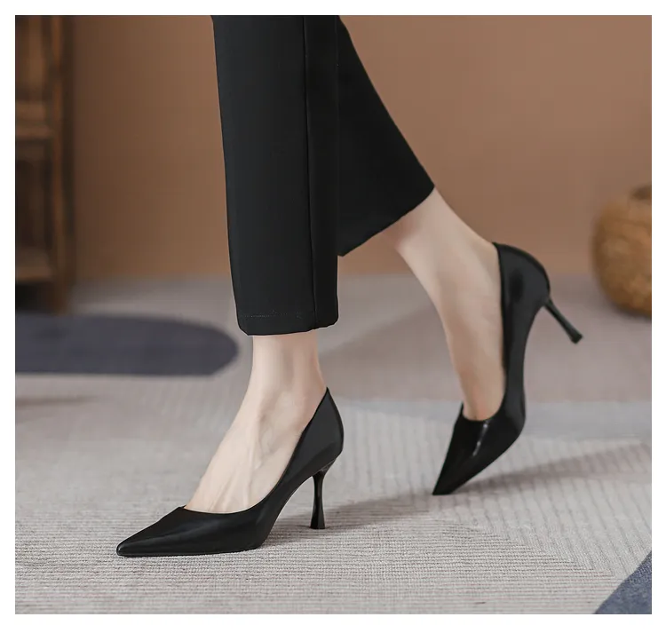 Leather Ceremonial High Heels Women's Soft Bottom Long Standing