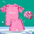 Big Kids Swimsuit Children's Swimsuit Boys' Split Medium and Big Children Fat Boys Teenagers Sun Protection Swimming Cap Swim Trunks Set. 