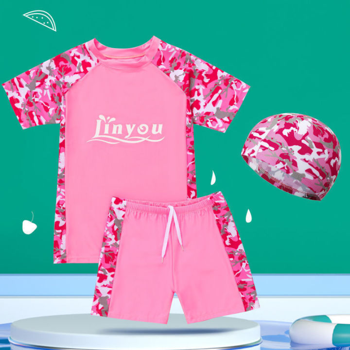 Big%20Kids%20Swimsuit%20Children's%20Swimsuit%20Boys'%20Split%20Medium%20and%20Big%20Children%20Fat%20Boys%20Teenagers%20Sun%20Protection%20Swimming%20Cap%20Swim%20Trunks%20Set%20-%20Image%202
