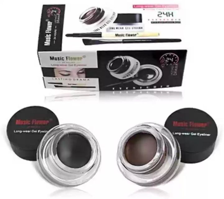 Music%20Flower%204In1%202-color%20Black%20+%20Brown%20Gel%20Eyeliner%20Makeup%20Waterproof%20Eye%20Liner%20Kit%20Eye%20Makeup%20Tool%20With%20Brush%2024H%20Long%20Lasting%20Eyeliner%20Gel%20-%20Kajol%20-%20Image%202