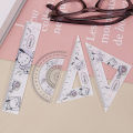 4Pcs/Set Sanrio Ruler Set Kuromi Acrylic Cute Cartoon Straight Ruler Triangle Ruler Student Stationery Gift. 