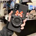 For Itel A27 Case Makeup Mirror Soft Cute Cartoon Camera Stand Silicone Cases for Itel A27 Back Cover Casing.