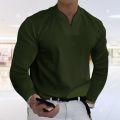 Autumn Mens Elastic Casual T-shirt Fashion Long Sleeve V Neck Fitness T-shirts Tops Spring Home Boyfriend Gift Streetwear S-5XL. 