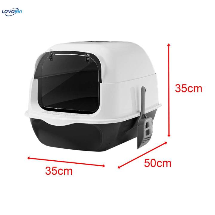 Hooded%20Cat%20with%20Lid%20Enclosed%20Cat%20Toilet%20Pet%20Supplies%20Sandbox%20Black%20-%20Image%205