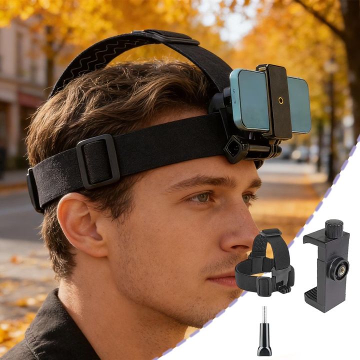 Head Mounted Mobile Phone Holder with Phone Clip for iPhone Samsung Smartphones GoPro Hero Insta360 SJCAM DJI Action Camera
