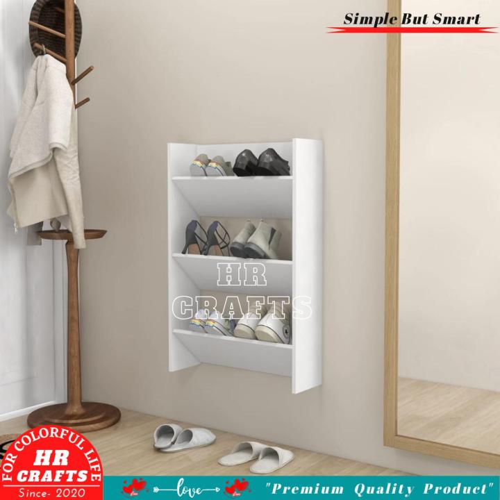 Closet White Wall Shoe Rack Mild Steel Powder Coated 03 Door Wall