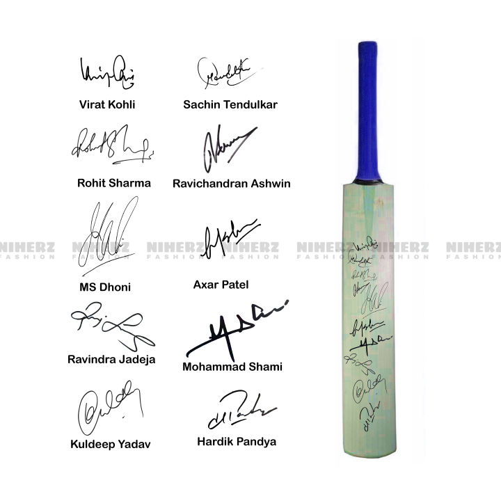 Signature And Autobiography Cricket Bat Authentic Signatures of Indian Cricket Team Full Size Fresh For Duce Leather Ball Professional Cricket Bat Premium English Willow Cricket Bat-Size SH Innovative Design