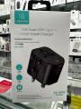 USAMS T59 Universal Travel Adapter Travel Charger Socket Converter 20W Dual USB Type-C Wall Charger.