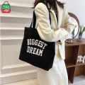 TAG Lifestyle Canvas Tote Bag/Exclusive BIGGEST DREAM Design Black Color for girls For University/College/Trendy Fashionable Women.
