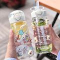 【Popular】 400ml Mini Kawaii Water Bottle Ecofriendly Sealed Kid Water Bottle With Lid And Straw Travel Bottl Kettl For Girls. 