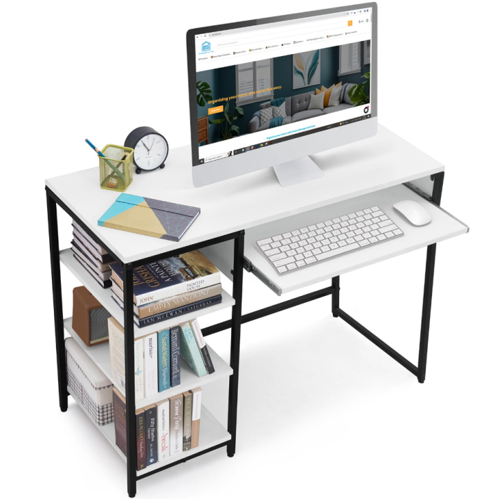40"%20Computer%20Table%20with%203-Tier%20Bottom%20Storage%20&%20Keyboard%20Tray%20%E2%80%93%20Modern%20Office%20Desk%20for%20PC,%20Laptop,%20Study,%20Writing,%20and%20Gaming%20with%20Open%20Bookshelf%20-%20Image%203