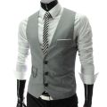 Vests Men V Neck Sleeveless Button Pocket Blazer Suit Fashion Waistcoat.