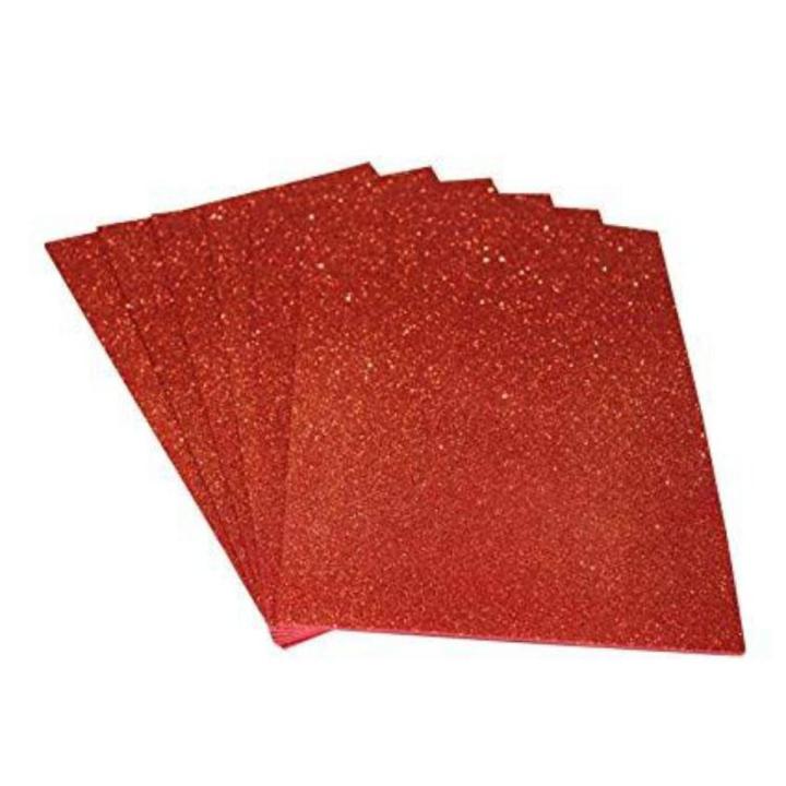 10 pcs Set of Red Glitter Foam Sticker Sheet - A4