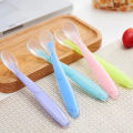 Cute Baby Silicone Spoon BPA Free Non-toxic Newborn Training Long Handle Baby Spoon Soft Head Eating Spoon. 