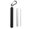 Long Stainless Steel Reusable Collapsible Straw Foldable Portable Metal Straw with Cleaning Brush Retractable Telescopic Straw Outdoor.