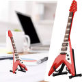 Miniature Guitar Model, Vivid Miniature Electric Guitar Simulated Decoration Wooden Exquisite Red with Storage Box for Home for Music Lover.