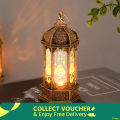 Mumuso Ramadan Hexagonal Wind Lamp, Gold Ramadan Lantern Lamp EID Mubarak LED Light Ornaments Muslim Party Hang Decor Ramadan Mubarak Decoration LED Night Lamp, Warm Yellow Light - Muslim Eid Crafts Lantern Pendant - Built-in 3LR44 Button Battery - Home B. 