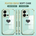 Luxury 6D Plating Case for Vivo Y35 Back Cover Lover Heart Side Print Soft Silicone Square Phone Cases. 