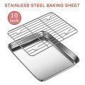 HAOEN 10 Inch Toaster Oven Tray and Rack Set, Small Stainless Steel Baking Pan with Cooling Rack,Dishwasher Safe Baking Sheet. 