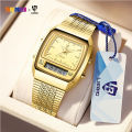 2023 Watch For Men Digital Double Display Casual Fashion Stainless Steel Gold 30M Waterproof Quartz Wristwatches Clock relogio. 