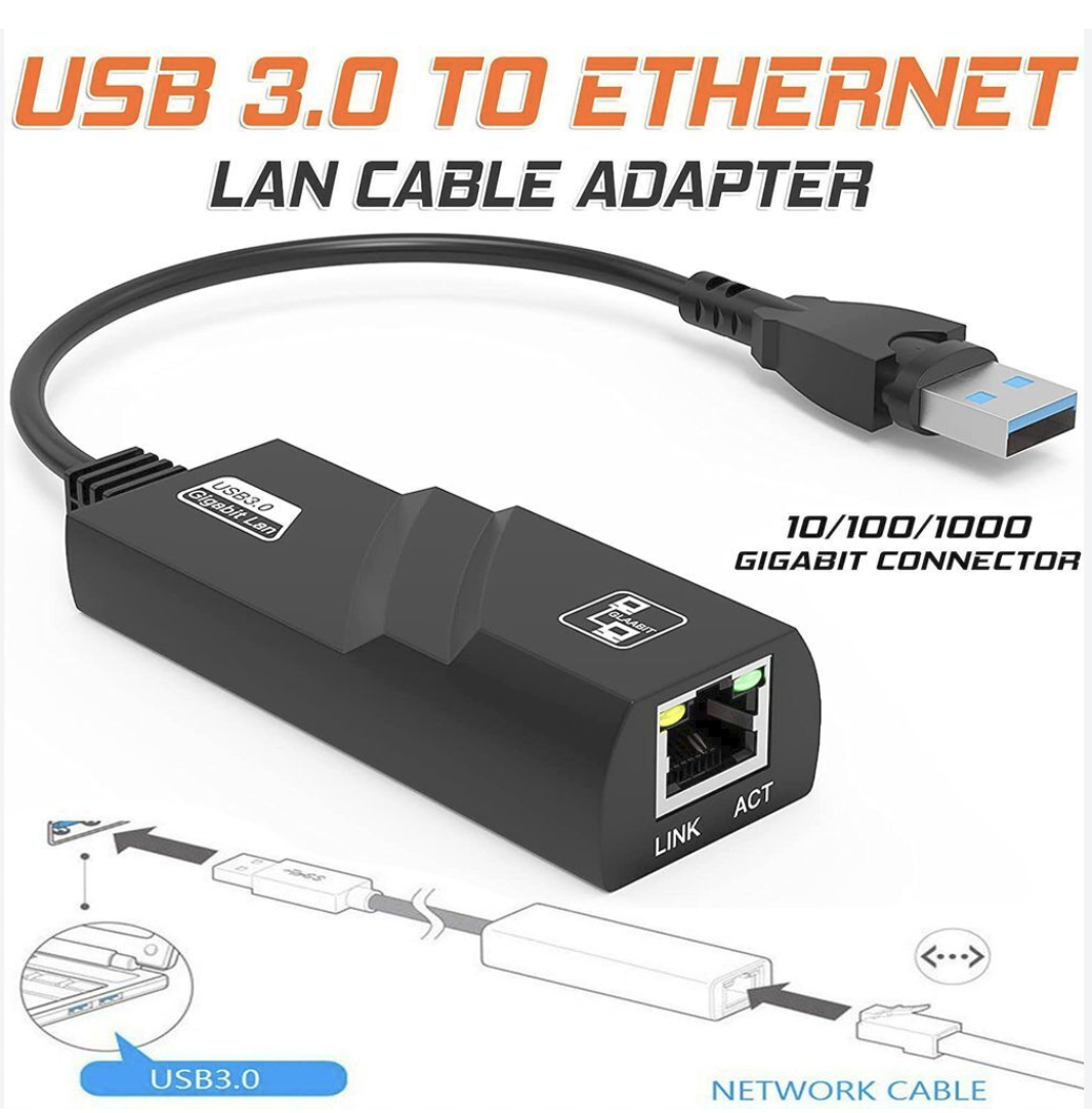 USB 3.0 to 10/100/1000Mbps Gigabit RJ45 Ethernet LAN Network Adapter Lindaa