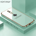 Hontinga for OPPO Reno Z Back Cover + Free Lanyard Luxury 6D Plating Shiny Maple leaf Phone Case Soft Silicone Square Mobile Cover.