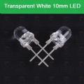 10Pcs 10mm White LED Clear Transparent White 10mm LED Super Bright LED Lamp Wide Angle Electronics Components Indicator Flash Light Emitting Diodes. 