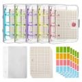5 Pack Mini Transparent 3 Ring Binder Covers with Binder Inner Papers Storage Bags Label Sticker Binder Pockets. 
